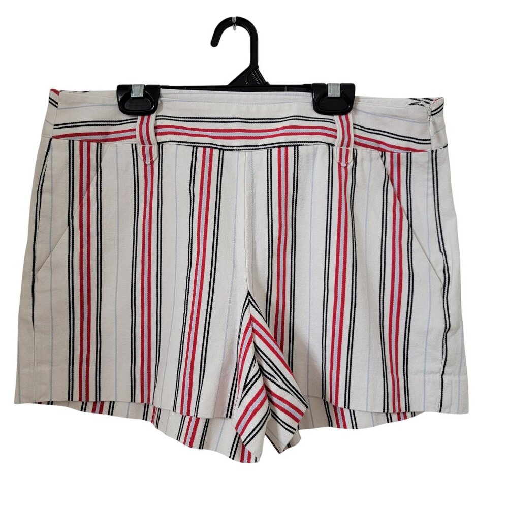 Loft Size 4 Red, White, Black and Blue Striped Shorts, Gently Used Condition